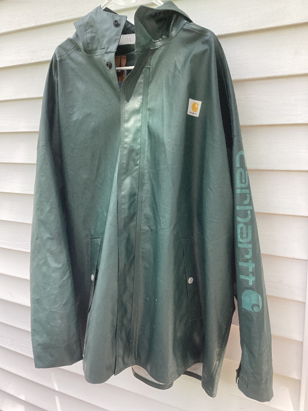 Carhartt Coat 2XL Green Hooded Rain Waterproof  Workwear Jacket 103509 365  Does